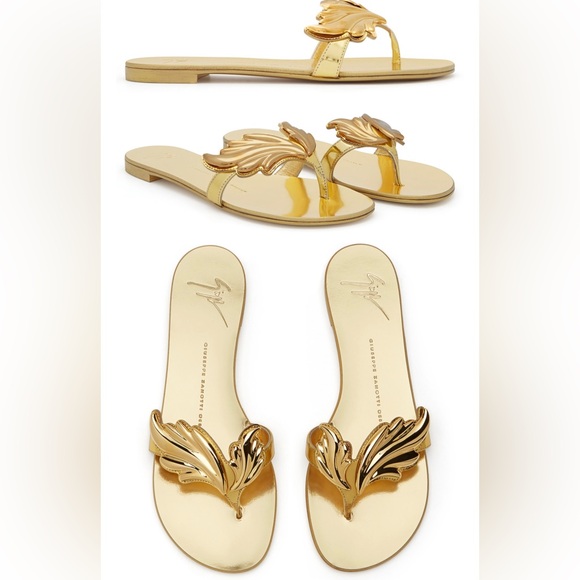 SELL BY 10/24/25 Giuseppe Zanotti Nuvorock Metallic Gold Wing Flat Thong Sandals - Picture 4 of 16